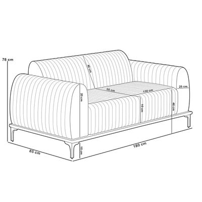 Kit Sofá 3 Lugares 180cm com Poltrona Molino Base Castanho Pés D'ouro D02 Prime Bouclê Mostarda PB-03 - Lyam Decor