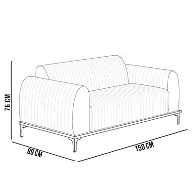 Sofá 2 Lugares Para Sala de Estar Molino 150 cm D02 Pés D'Ouro Linho Bege C-107 - Lyam Decor