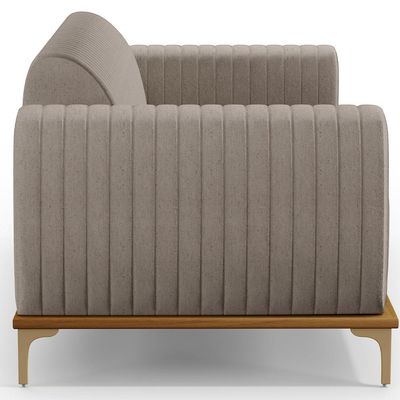 Sofá 2 Lugares Para Sala de Estar Molino 150 cm D02 Pés D'Ouro Linho Bege C-107 - Lyam Decor