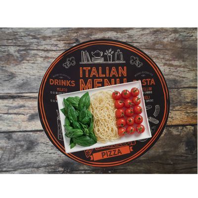 Sousplat Preto Pizza Italia Jogo Americano Redondo 1un
