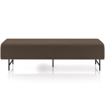 Puff Recamier Decorativo com Pés Industrial 140cm Novara P05 Veludo Marrom - Lyam Decor