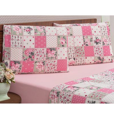 Jogo de Cama Lençol Matrix Queen Percal 4 Peças - Rosa