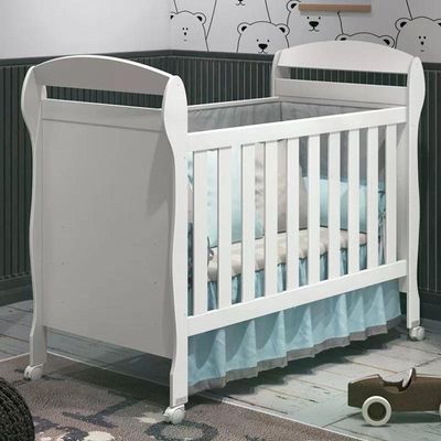 Berço Mini Cama Danny Branco Brilho - Reller Móveis Branco Brilho