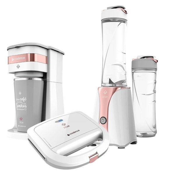 Kit Cadence Rosé Gold Blender Cafeteira Sanduicheira 127v 110