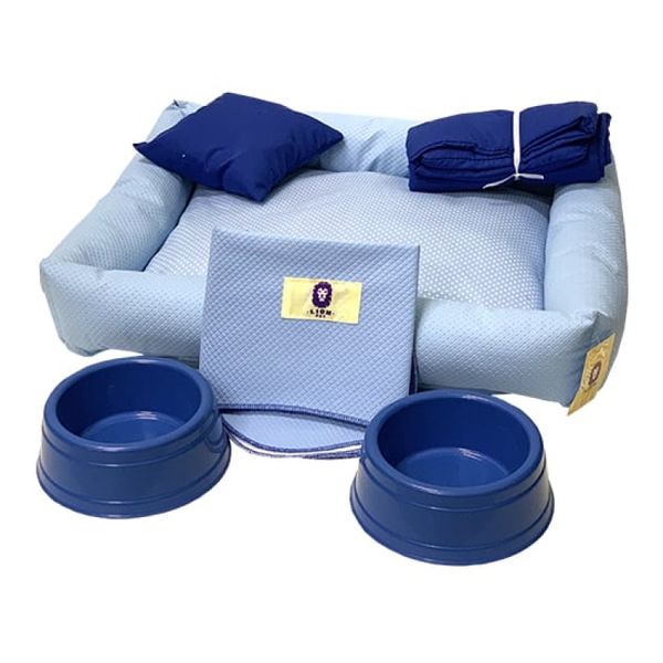 Kit Cama maternidade Courino 53x43 Azul Lion Pet