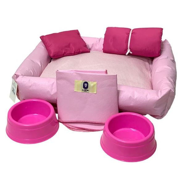 Kit Cama maternidade Courino 53x43 Rosa Lion Pet