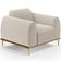 Poltrona Decorativa Base De Madeira Castanho e Pés Metalizado D'Ouro Molino D02 Bouclê Creme B-54 - Lyam Decor