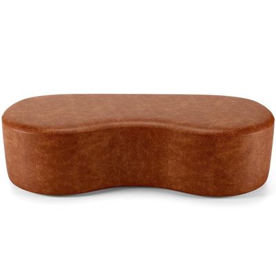 Puff Decorativo Orgânico para Living Quarto 140cm Orbit W01 Couríssimo Camel - Lyam Decor