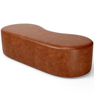 Puff Decorativo Orgânico para Living Quarto 140cm Orbit W01 Couríssimo Camel - Lyam Decor