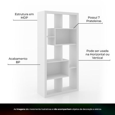 Estante Aberta Escritório Sala de Estar Home Ofice E1712 MDP Branco - Gran Belo