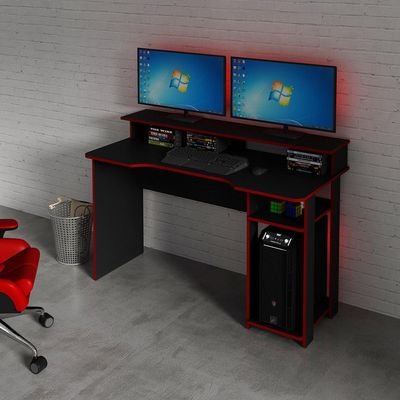 Mesa para Escritório Home Office Gamer ME4153 MDP Preto/Vermelho - Gran Belo