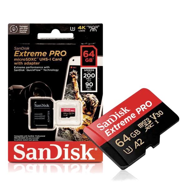 Cartão de Memória SanDisk Extreme Pro microSDXC 64Gb 200-90MB Cartão de Memória SanDisk Extreme Pro microSDXC 64Gb 200-90MB