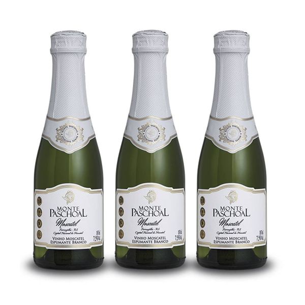 Kit 03 Unidades Mini Espumante Monte Paschoal Moscatel 187ml