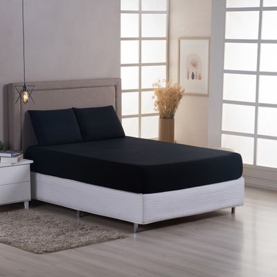 Jogo Cama Lençol Sonnet Solteiro Malha Lisa 100% Algodão Macio 2 Peças - Preto