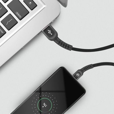 Cabo Dual Shock Preto Tipo C \ Type C \ Usb C ( 2 metros )  - Gshield