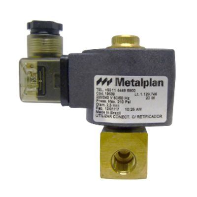 Válvula Solenóide Metalplan 1/4 NA 220V 2/2 Vias Rotor Plus 10 15 Hp P/ Retificador