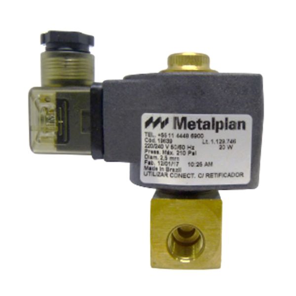 Válvula Solenóide Metalplan 1/4 NA 220V 2/2 Vias Rotor Plus 10 15 Hp P/ Retificador
