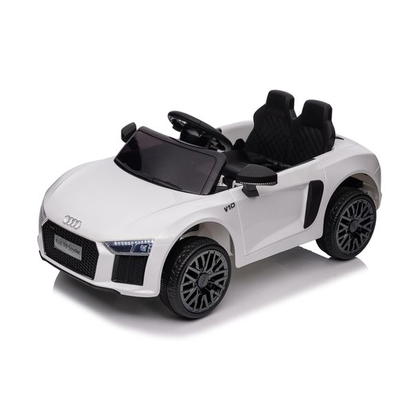 Carro Elétrico Infantil De Passeio 2 Lugares Audi R8 Spyder Com Bateria Recarregável 12V E Controle Remoto Zippy Toys Branco