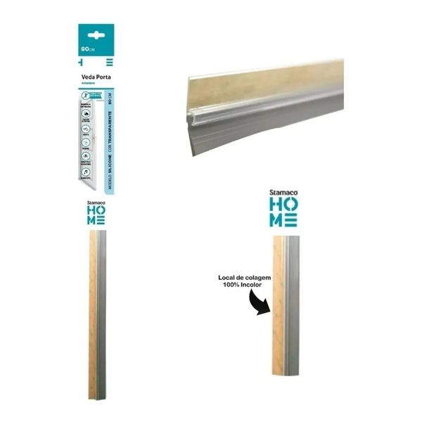 Veda Porta Com Adesivo 3m 90cm Rodo Silicone Incolor Stamaco