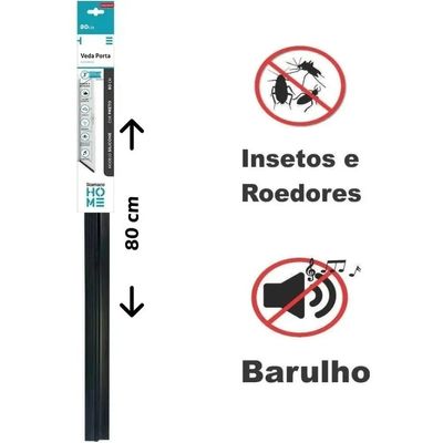 Veda Porta Com Adesivo 3m 80cm Rodo Silicone Preto Stamaco