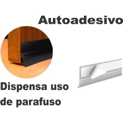 Veda Porta Com Adesivo 3m 80cm Rodo Silicone Preto Stamaco