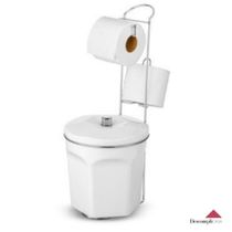 Porta Papel Higiênico com Lixeira Branca 6L Suporte para 2 Rolos Cromado - Kit com 2 unidades