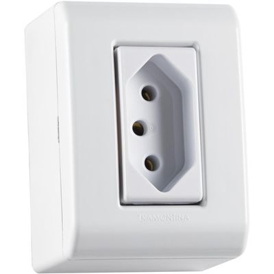 Caixa de Sobrepor com 1 Tomada 2P+T 20 A 250 V Tramontina LizFlex Branca