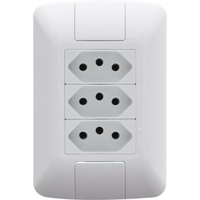 Conjunto 4x2 com 3 Tomadas 2P+T 20 A 250 V Tramontina Aria Branco