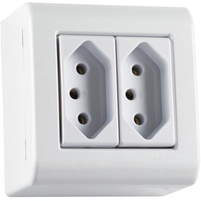 Caixa de Sobrepor com 2 Tomadas 2P+T 10 A 250 V Tramontina LizFlex Branca