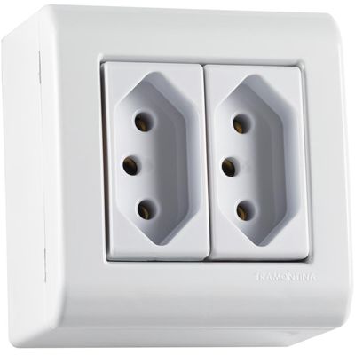 Caixa de Sobrepor com 2 Tomadas 2P+T 10 A 250 V Tramontina LizFlex Branca