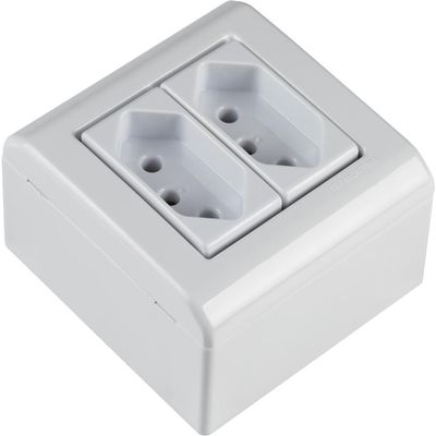 Caixa de Sobrepor com 2 Tomadas 2P+T 10 A 250 V Tramontina LizFlex Branca
