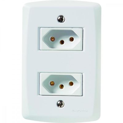 Conjunto 4x2 com 2 Tomadas 2P+T 10 A 250 V Tramontina Lux2 Branco