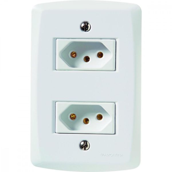 Conjunto 4x2 com 2 Tomadas 2P+T 10 A 250 V Tramontina Lux2 Branco