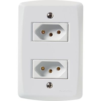 Conjunto 4x2 com 2 Tomadas 2P+T 10 A 250 V Tramontina Lux2 Branco