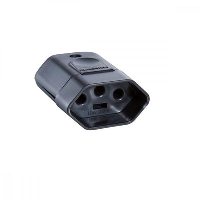 Plugue Femea 2P+T 250 V 10 A Tramontina Preto