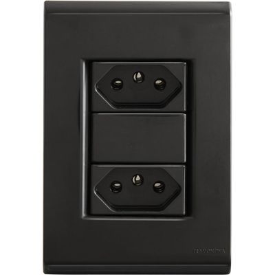 Conjunto 4x2 com 2 Tomadas 2P T 20 A 250 V Tramontina Liz Grafite