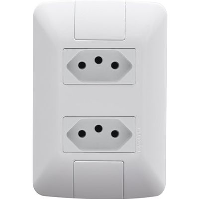 Kit 4 Conjunto 4x2 2 Tomadas 2P+T Tramontina Aria 10A 250V Branco