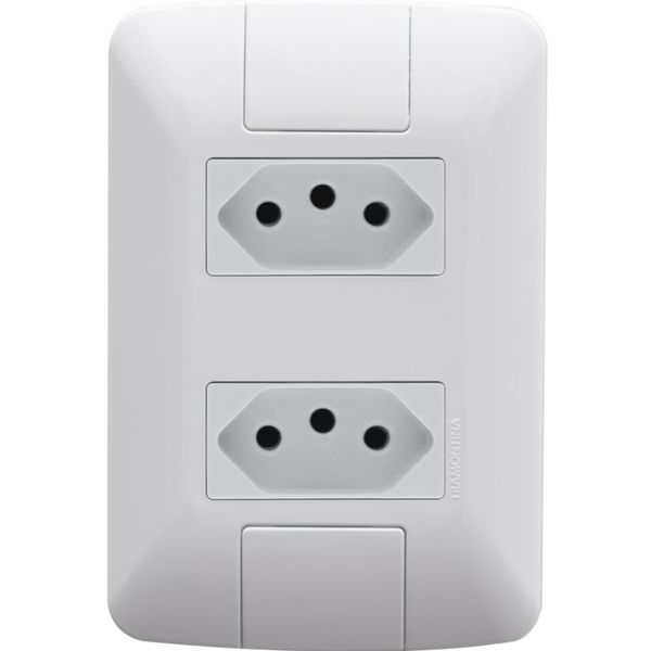 Kit 4 Conjunto 4x2 2 Tomadas 2P+T Tramontina Aria 10A 250V Branco Kit 4 Conjunto 4x2 2 Tomadas 2P+T Tramontina Aria 10A 250V Branco