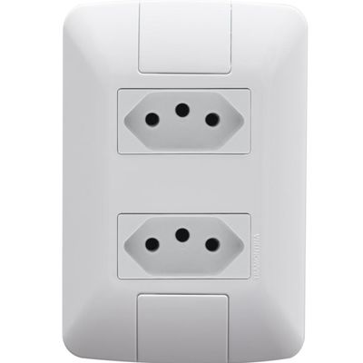 Kit 8 Conjunto 4x2 2 Tomadas 2P+T Tramontina Aria 10A 250V Branco