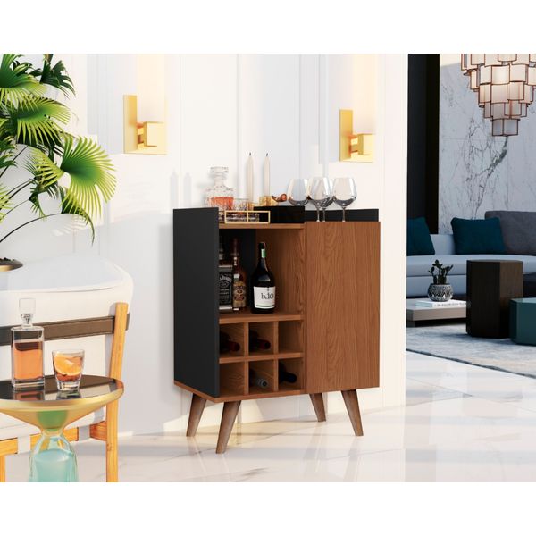Aparador com adega Moon cor Preto com Freijo - Comprar Moveis Em Casa