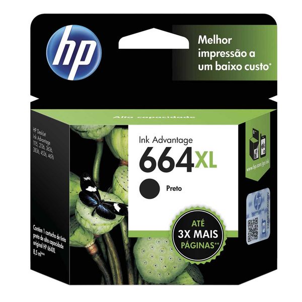 CARTUCHO HP 664XL PRETO 8,5ML ORIGINAL