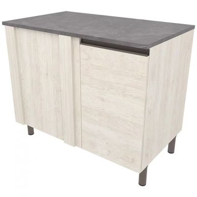 Balcão de Canto Bartira Cristal MDP 15mm com 1 Porta e 1 Prateleira - 101cm de largura Freixo