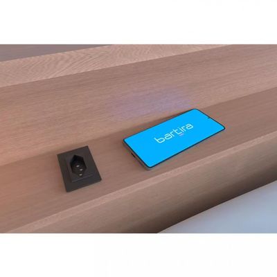 Cabeceira para Cama Box Casal Bartira Versatti com Tomada Avelã
