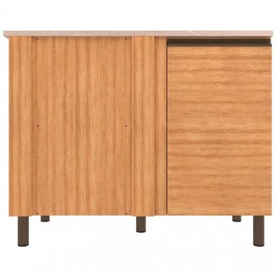 Balcão de Canto Bartira Cristal MDP 15mm com 1 Porta e 1 Prateleira - 101cm de largura Lâmina Mel