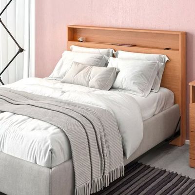 Cabeceira para Cama Box Casal Bartira Versatti com Tomada Avelã