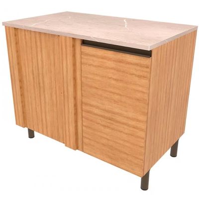 Balcão de Canto Bartira Cristal MDP 15mm com 1 Porta e 1 Prateleira - 101cm de largura Lâmina Mel