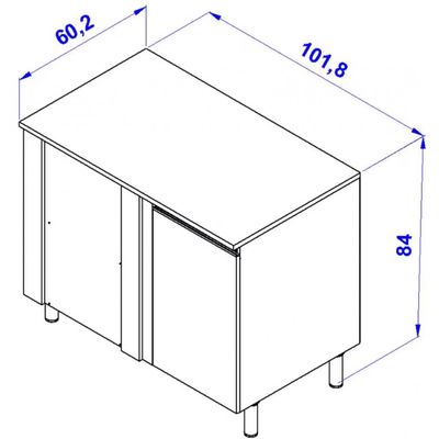 Balcão de Canto Bartira Cristal MDP 15mm com 1 Porta e 1 Prateleira - 101cm de largura Lâmina Mel