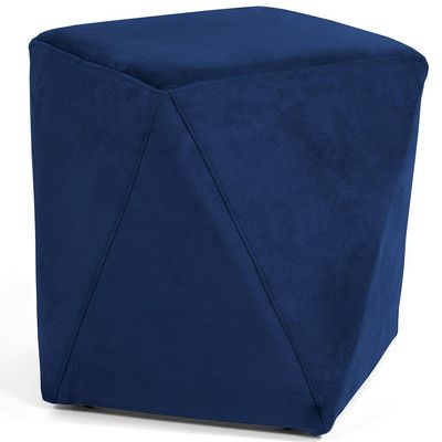 Kit 02 Puffs Decorativo Para Sala de Estar Ametista D02 Veludo Azul Oxford C-304 - Lyam Decor