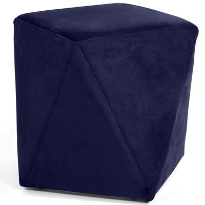 Puff Decorativo Para Sala de Estar Ametista D02 Veludo Azul Marinho C-287 - Lyam Decor