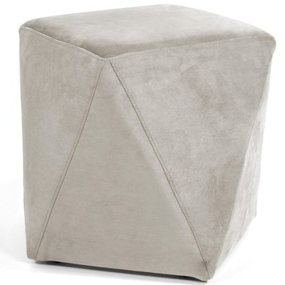 Kit 02 Puffs Decorativo Para Sala de Estar Ametista D02 Veludo Bege C-309 - Lyam Decor